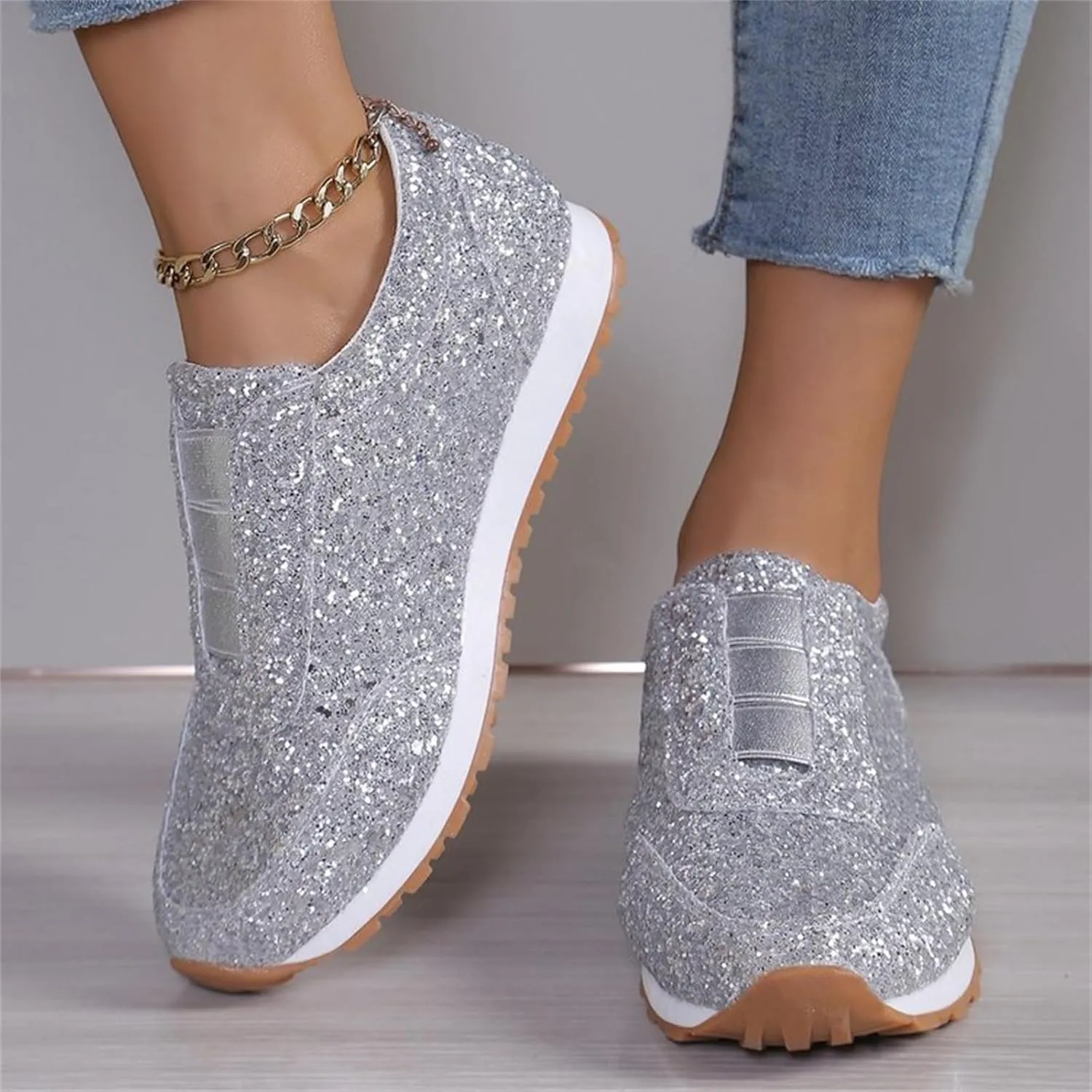 Womens Shoes Casual Platform Sneakers for Women Womens Loafers Indoor and Outdoor Soft Sole Fashion Christmas Shoes for Women Wide Comfortable & Lightweight