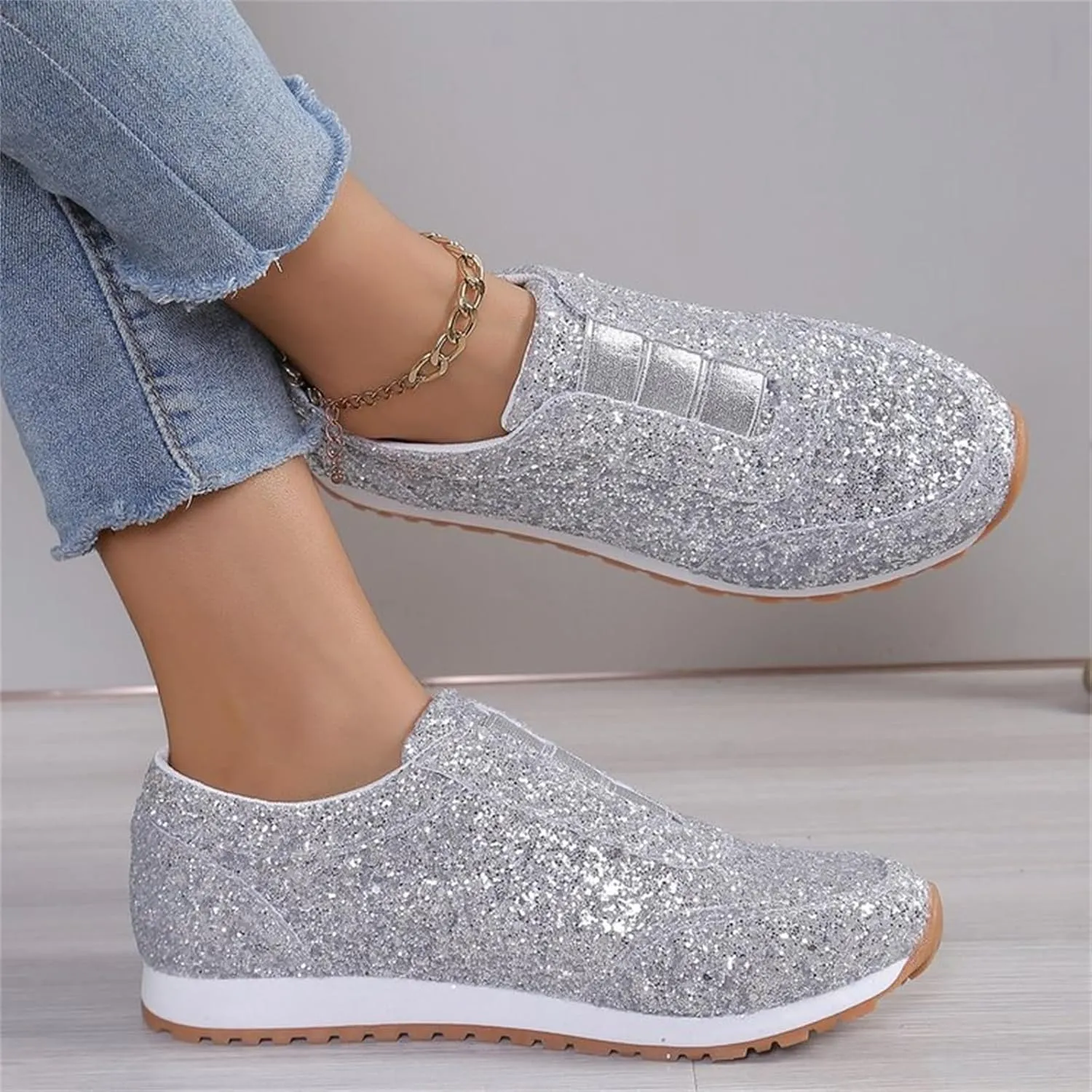 Womens Shoes Casual Platform Sneakers for Women Womens Loafers Indoor and Outdoor Soft Sole Fashion Christmas Shoes for Women Wide Comfortable & Lightweight