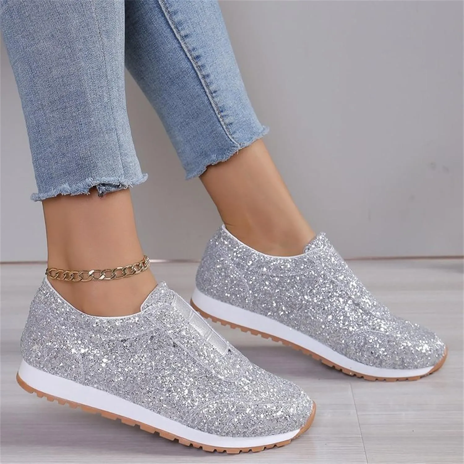 Womens Shoes Casual Platform Sneakers for Women Womens Loafers Indoor and Outdoor Soft Sole Fashion Christmas Shoes for Women Wide Comfortable & Lightweight