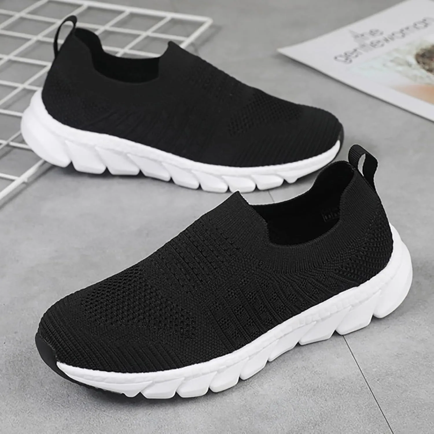 Women's Slip-on Shoes Wide Width Sneakers Hands Free Running Shoes for Women Wide Woman Shoes Casual Women's Fashion Sneakers Red Tennis Shoe Loafers Dress Shoe