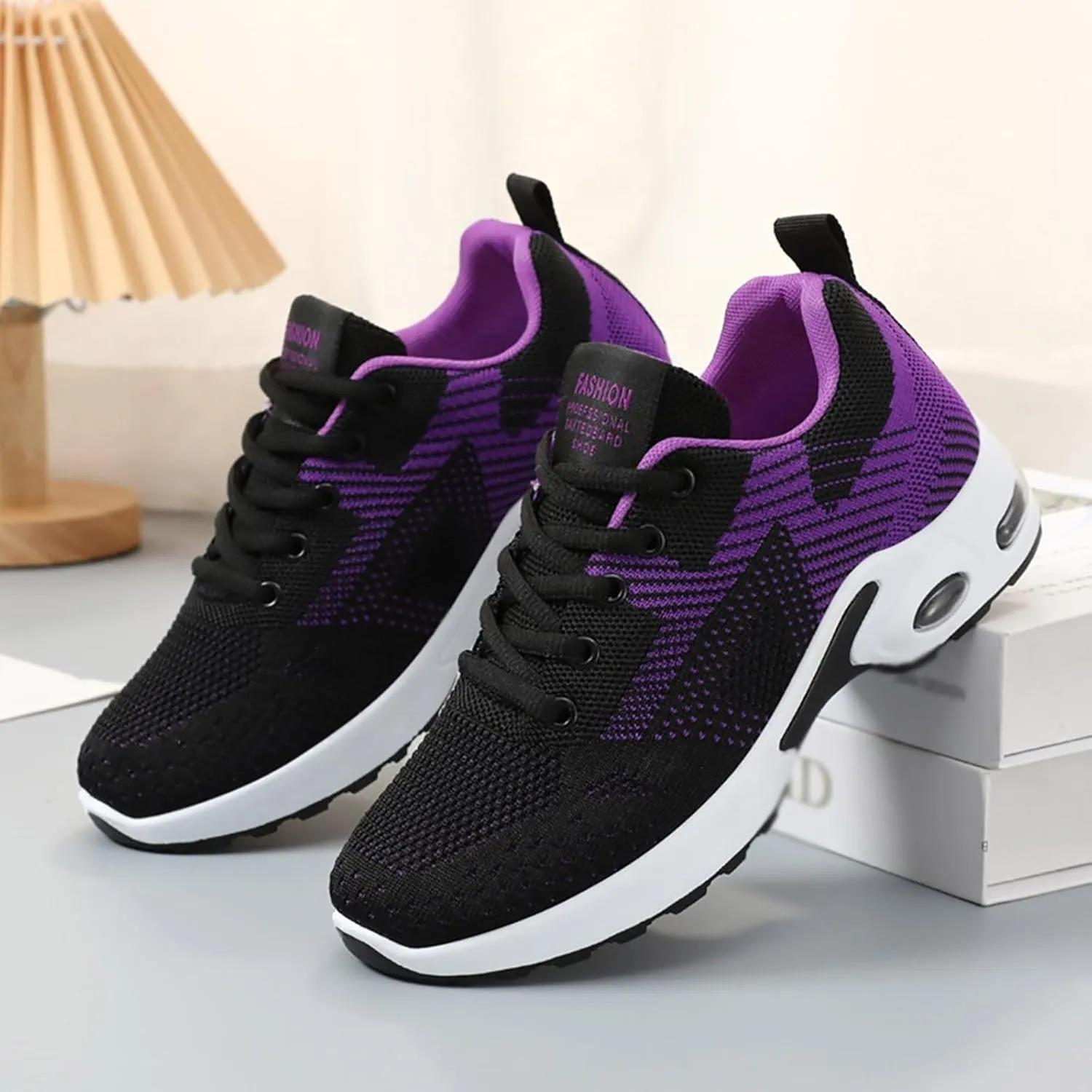 Womens Sneakers Mesh Air Cushion Running Shoes Lightweight Tennis Walking Shoes Mesh Breathable Sneaker Heels for Women Non Slip Workout Gym Sports