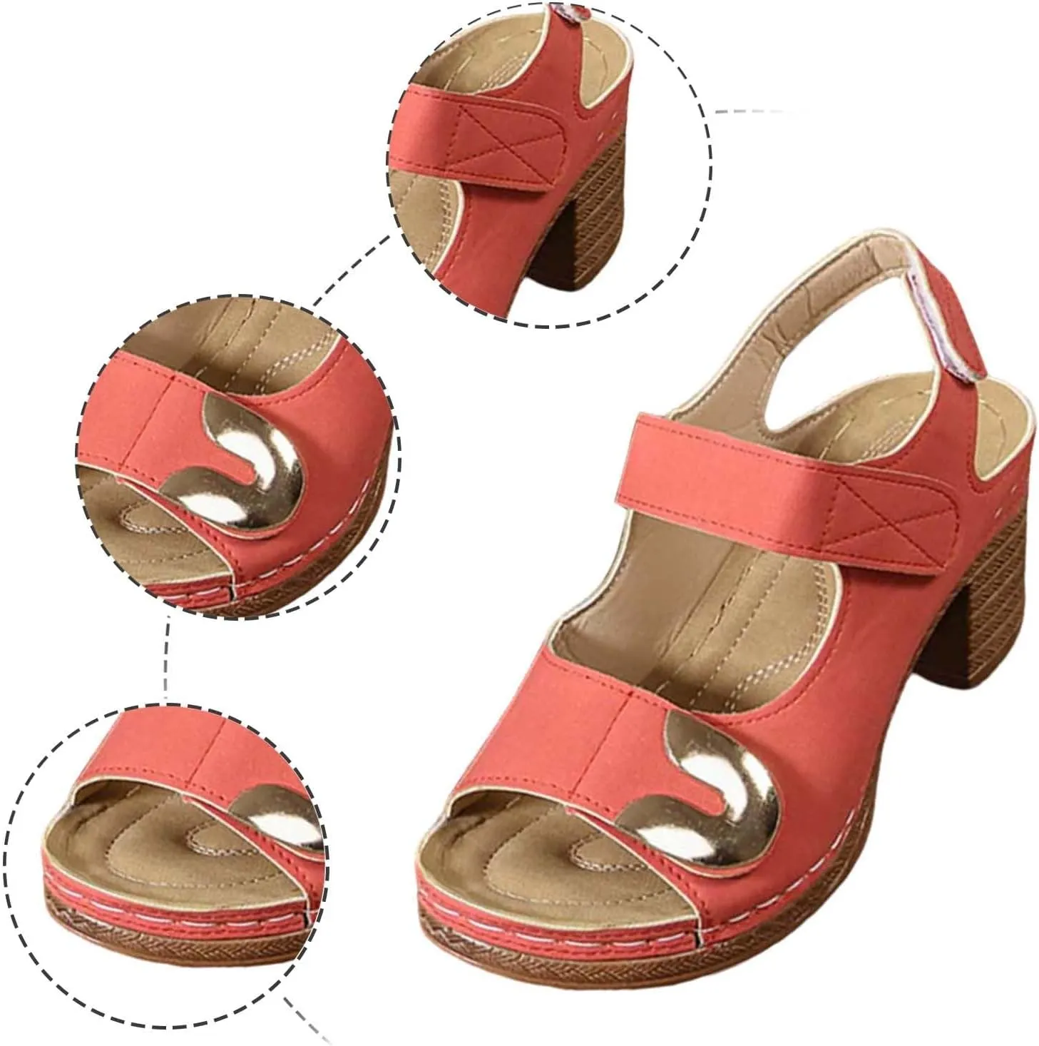 Women's Summer Fashion Slope Heel Sandals Casual Comfortable Open Toe Mid Heel Footwear for Daily Wear and Travel