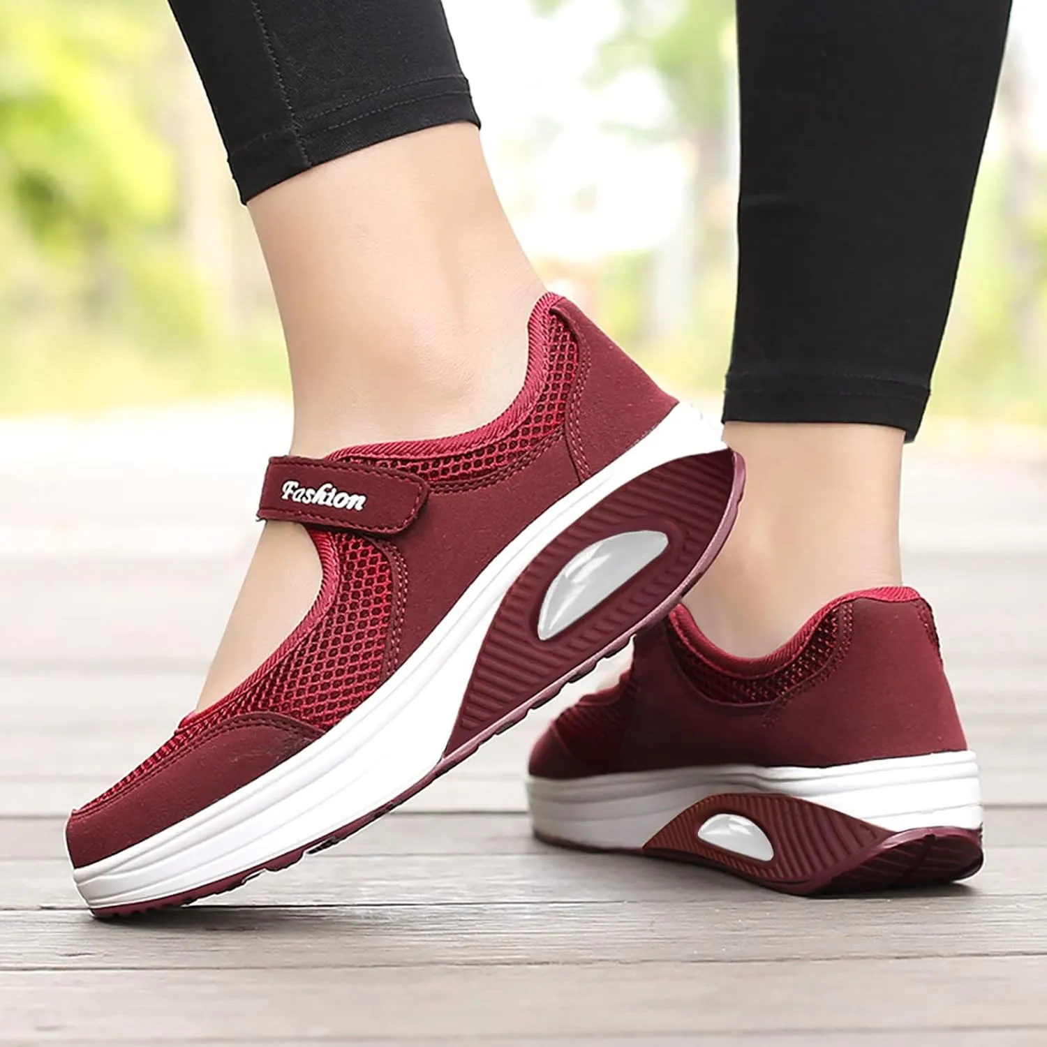 Women's Walking Shoes Orthotic Walking Sneakers Wide Width Non-Slip Sneakers Adjustable Breathable Platform Mesh Sandals