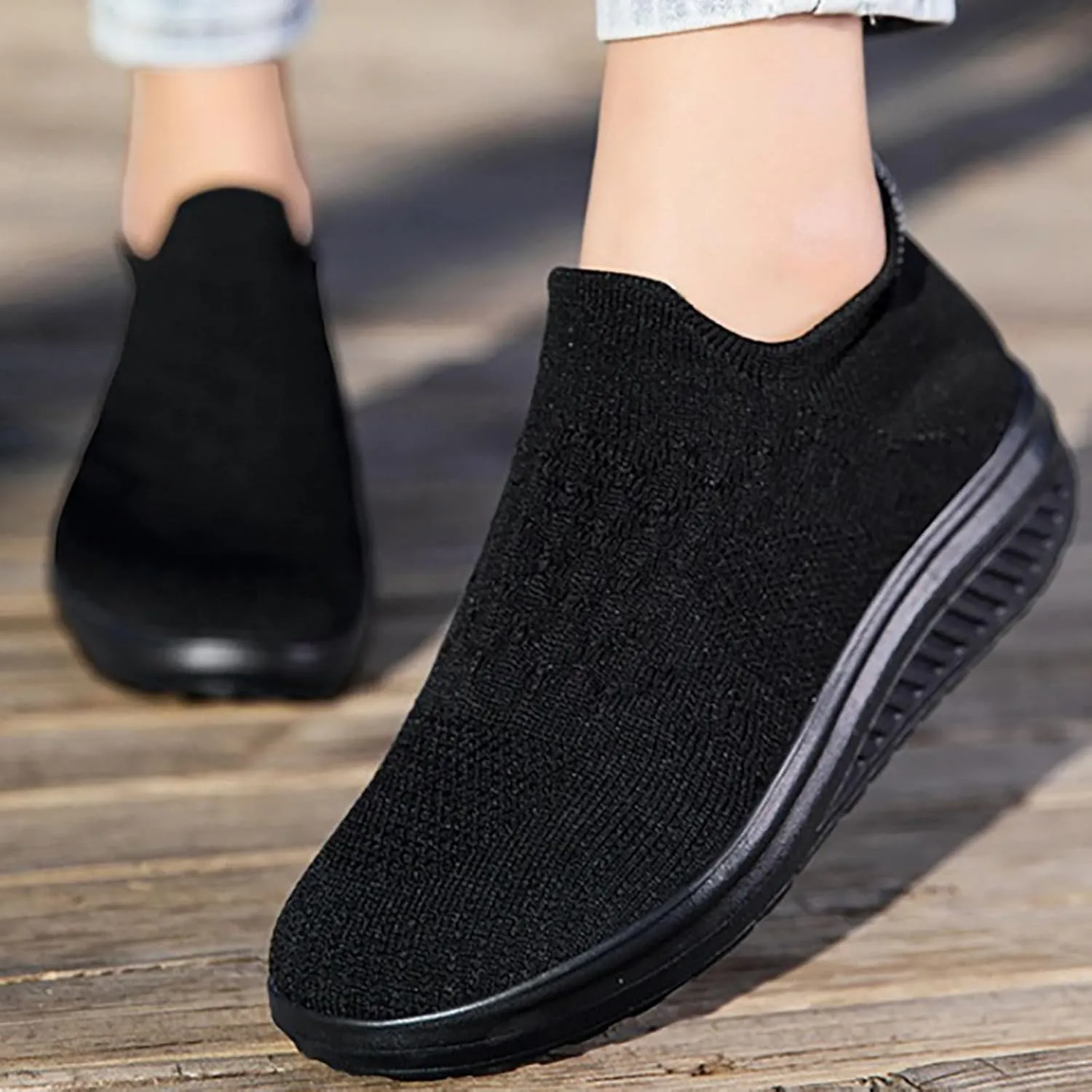 Women's Walking Shoes Soft Memory Foam Casual Sport Sneaker Breathable Knitted Mesh Running Hiking Sneakers