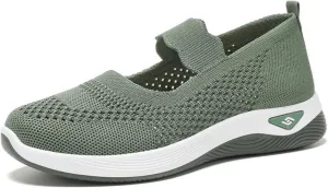 Women's Woven Orthopedic Breathable Soft Shoes Non Slip Food Service Lightweight Shoes Woven Mesh Breathable Soft Sneakers Slip On Arch Support Sneaker Wide Diabetic Footwear Shoe