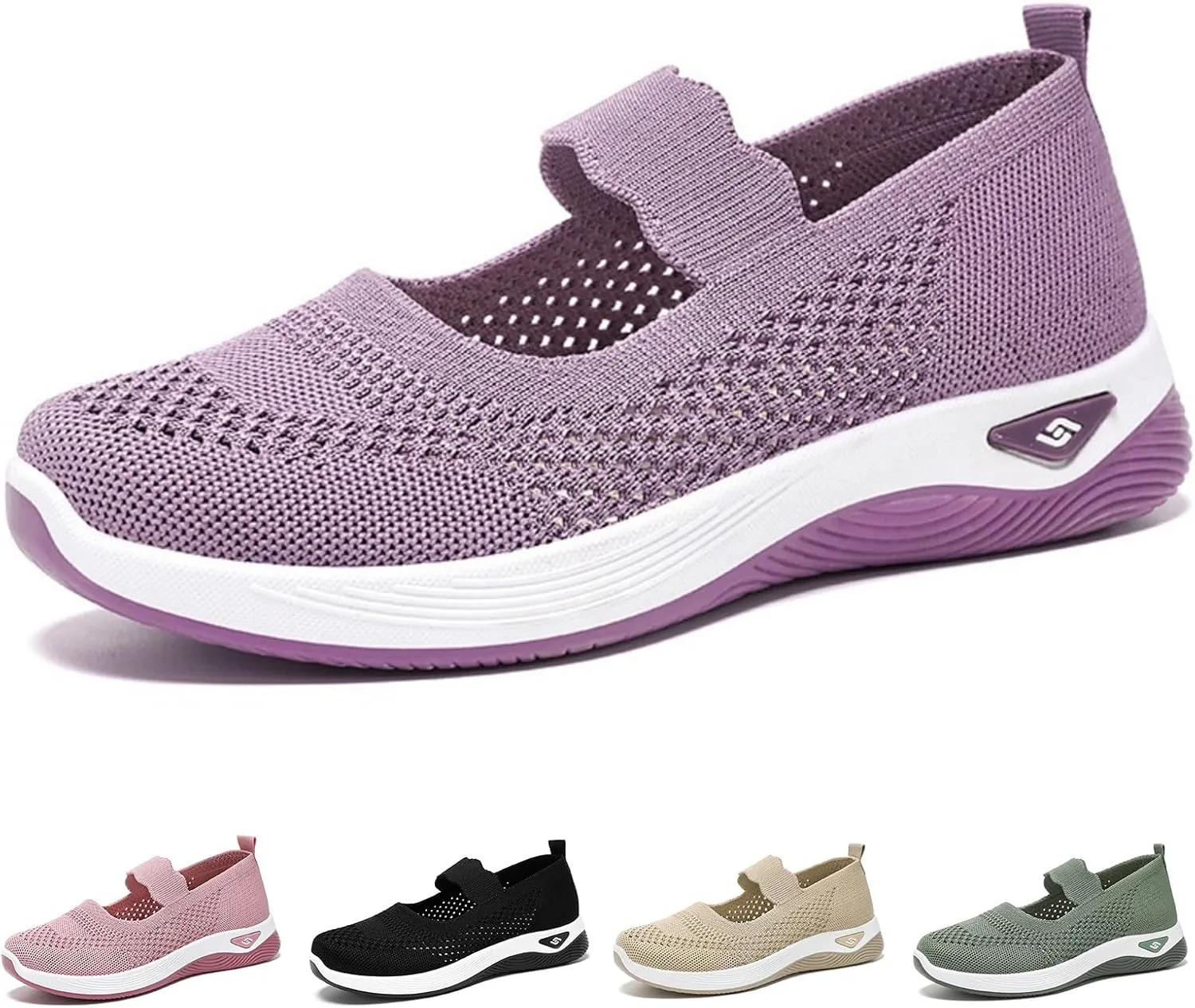 Women's Woven Orthopedic Breathable Soft Shoes Non Slip Food Service Lightweight Shoes Woven Mesh Breathable Soft Sneakers Slip On Arch Support Sneaker Wide Diabetic Footwear Shoe
