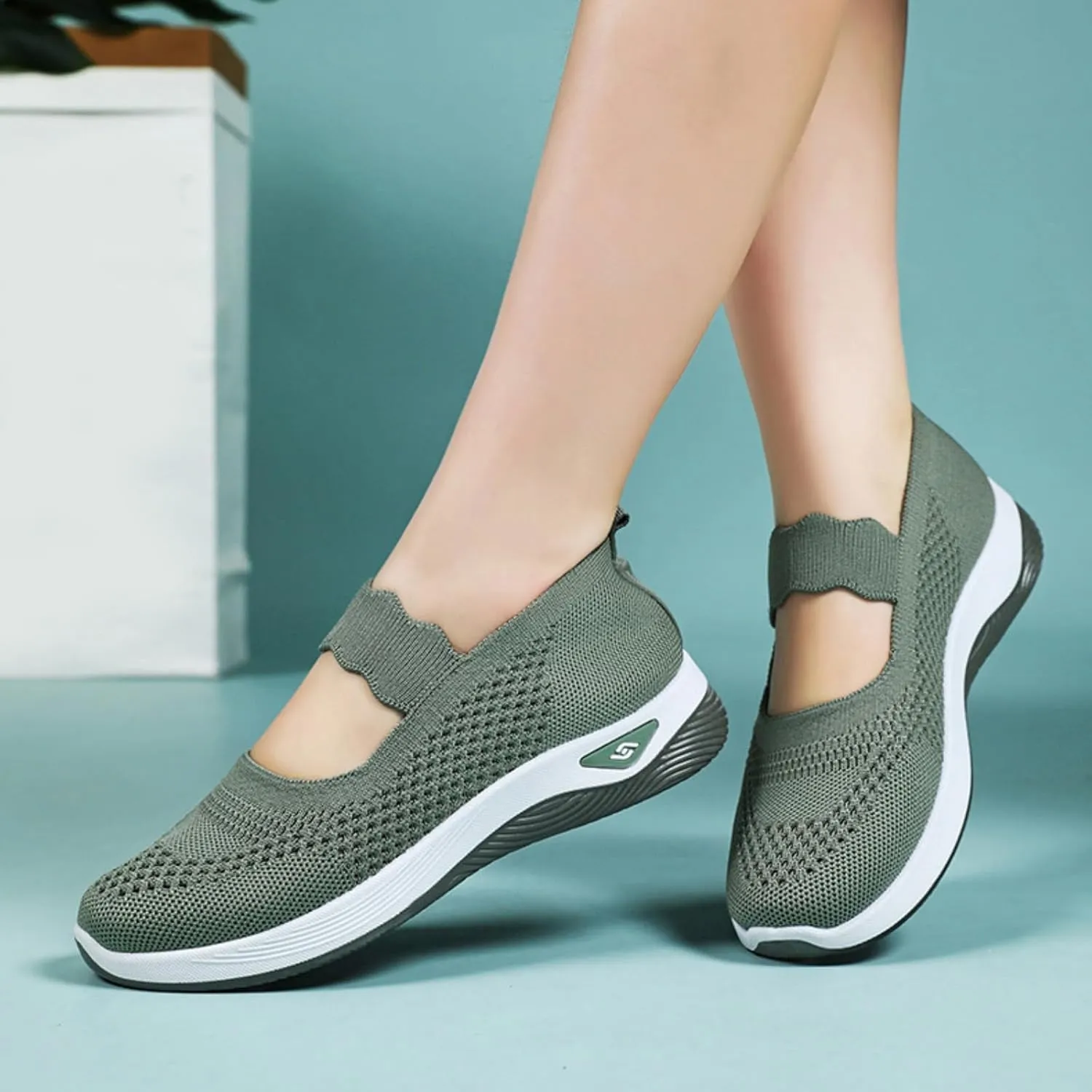 Women's Woven Orthopedic Breathable Soft Shoes Non Slip Food Service Lightweight Shoes Woven Mesh Breathable Soft Sneakers Slip On Arch Support Sneaker Wide Diabetic Footwear Shoe