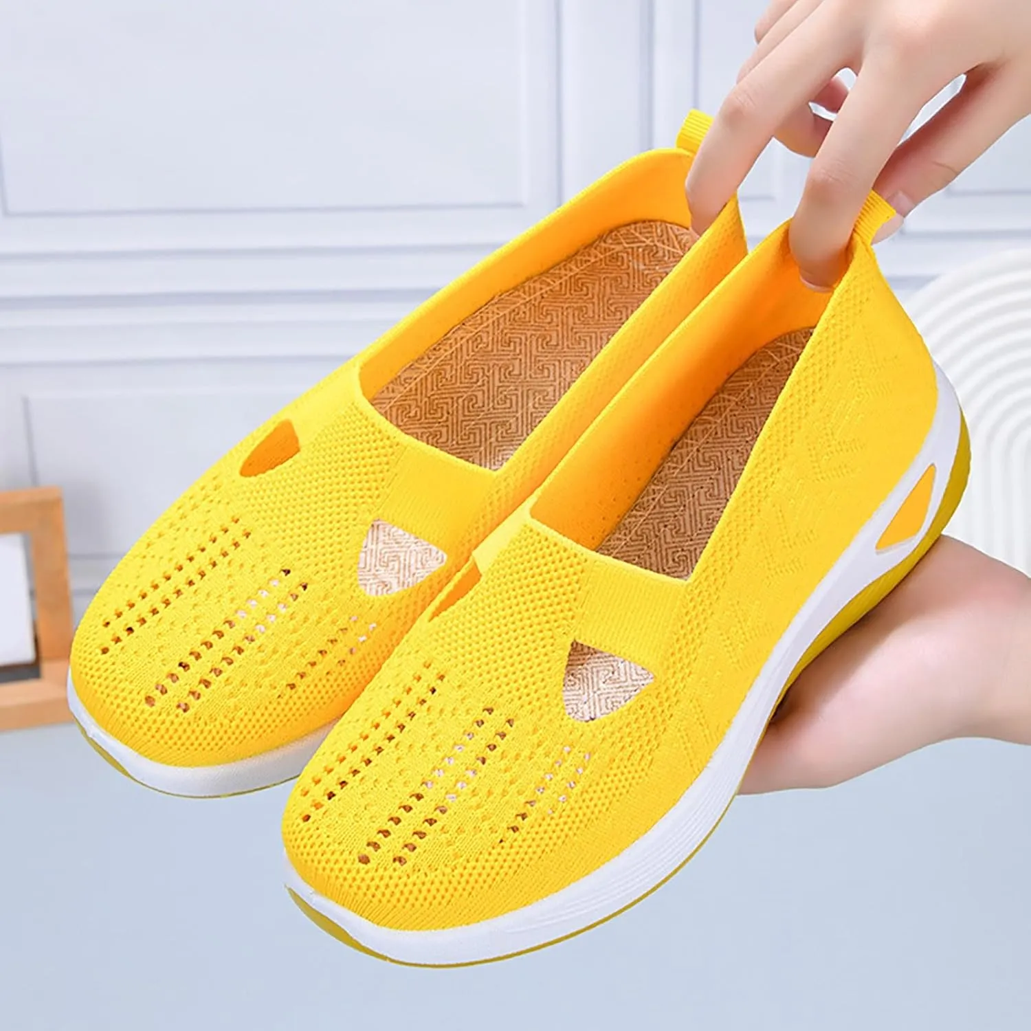 Women's Woven Orthopedic Breathable Soft Shoes Tennis Shoes Womens Mesh Breathable Women's Shoes Casual Fashion Sneakers 2025 Waterproof Tennis Shoe White Loafers