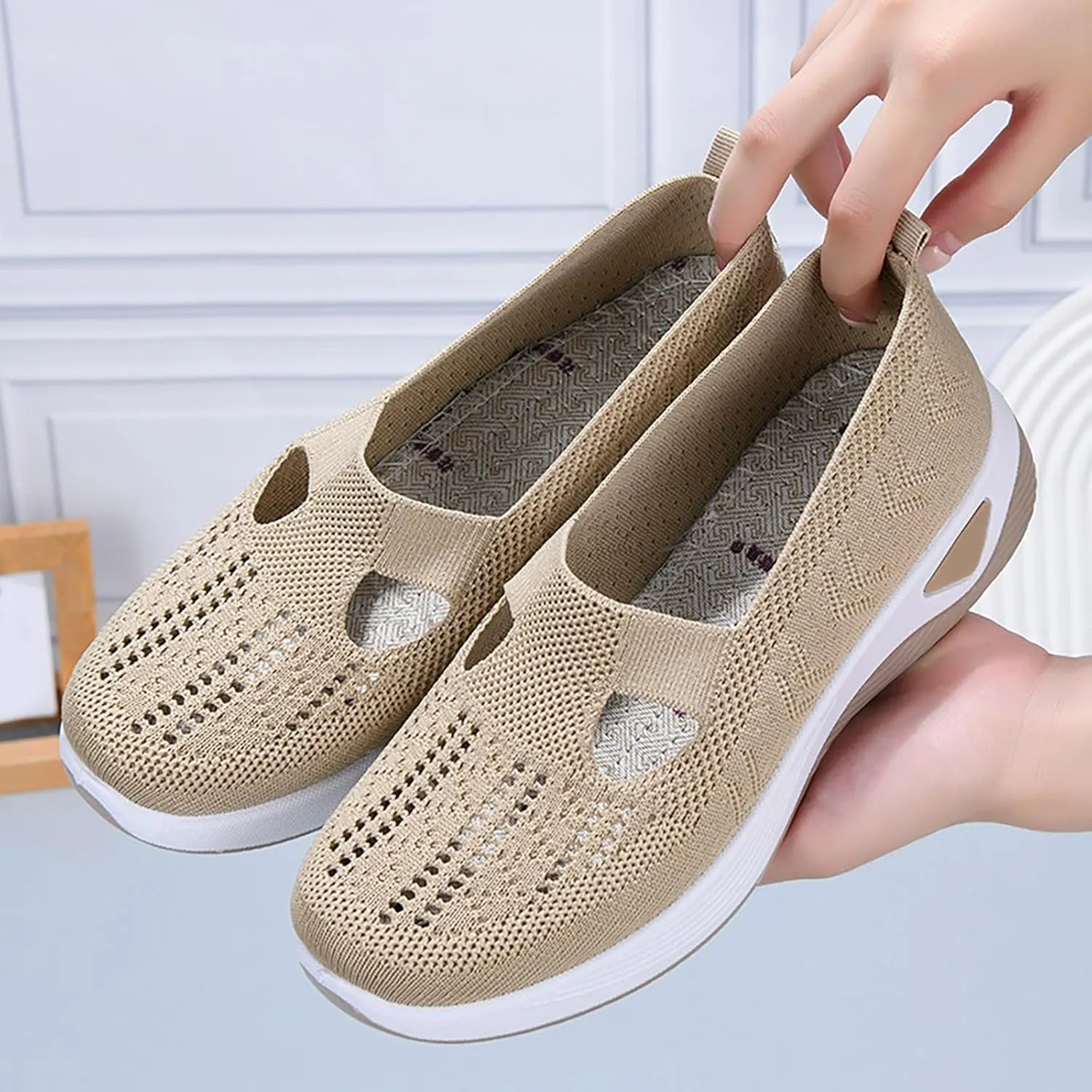 Women's Woven Orthopedic Breathable Soft Shoes Tennis Shoes Womens Mesh Breathable Women's Shoes Casual Fashion Sneakers 2025 Waterproof Tennis Shoe White Loafers