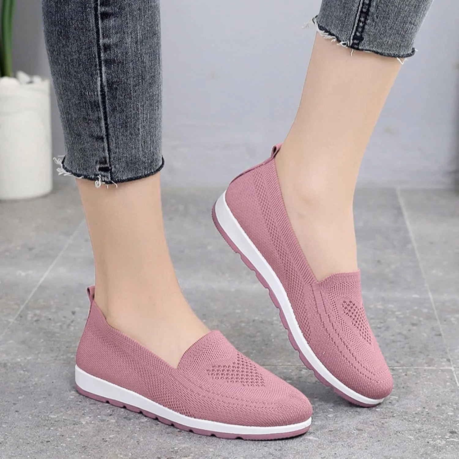 Women's Woven Walking Shoes Fashion Sneakers for Ladies 2025 Casual Mesh Summer Slip-On Breathable Shoe Closed Toe Flat Bottom Daily Casual Shoe