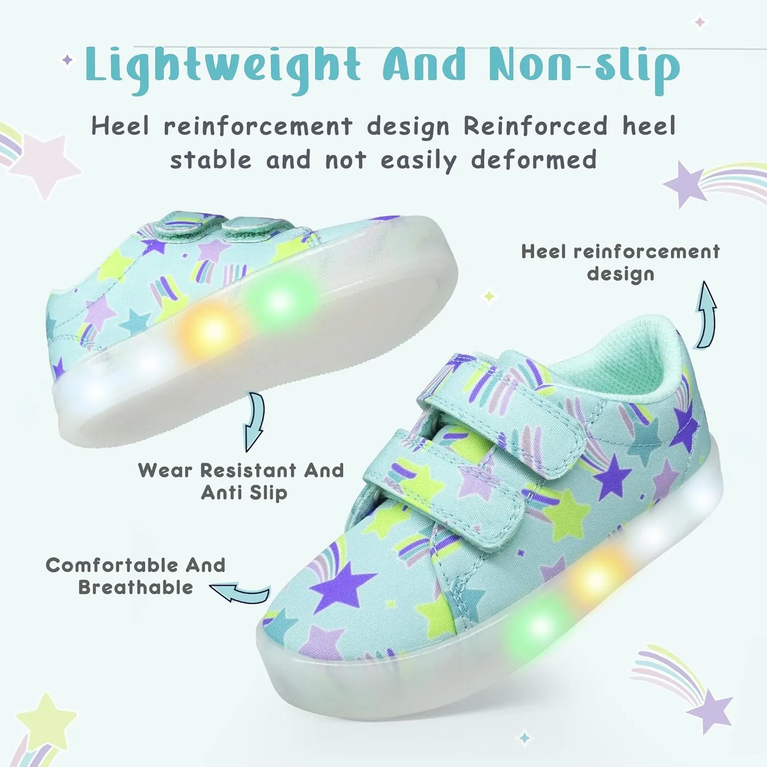 YESKIS Boys Girls Light Up Shoes Vivaki LED Canvas Cartoon Casual Sneakers for Toddler Little Kid Size 5-12