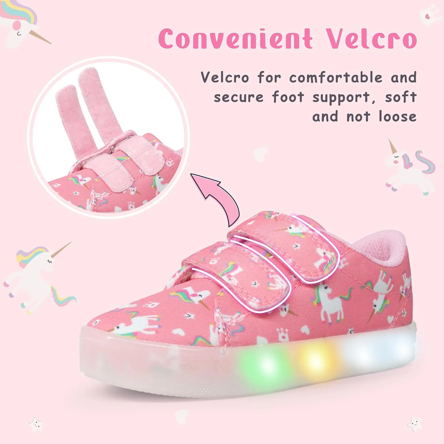 YESKIS Boys Girls Light Up Shoes Vivaki LED Canvas Cartoon Casual Sneakers for Toddler Little Kid Size 5-12