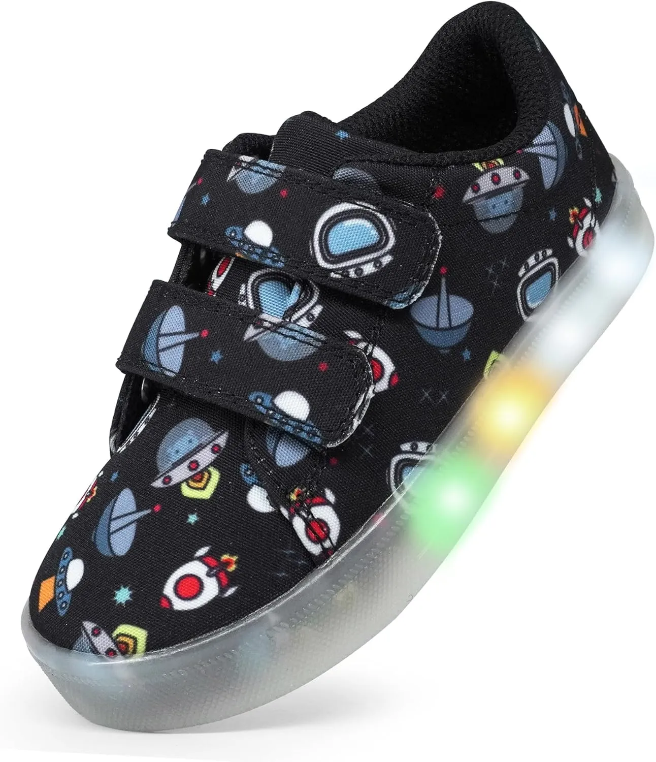 YESKIS Boys Girls Light Up Shoes Vivaki LED Canvas Cartoon Casual Sneakers for Toddler Little Kid Size 5-12
