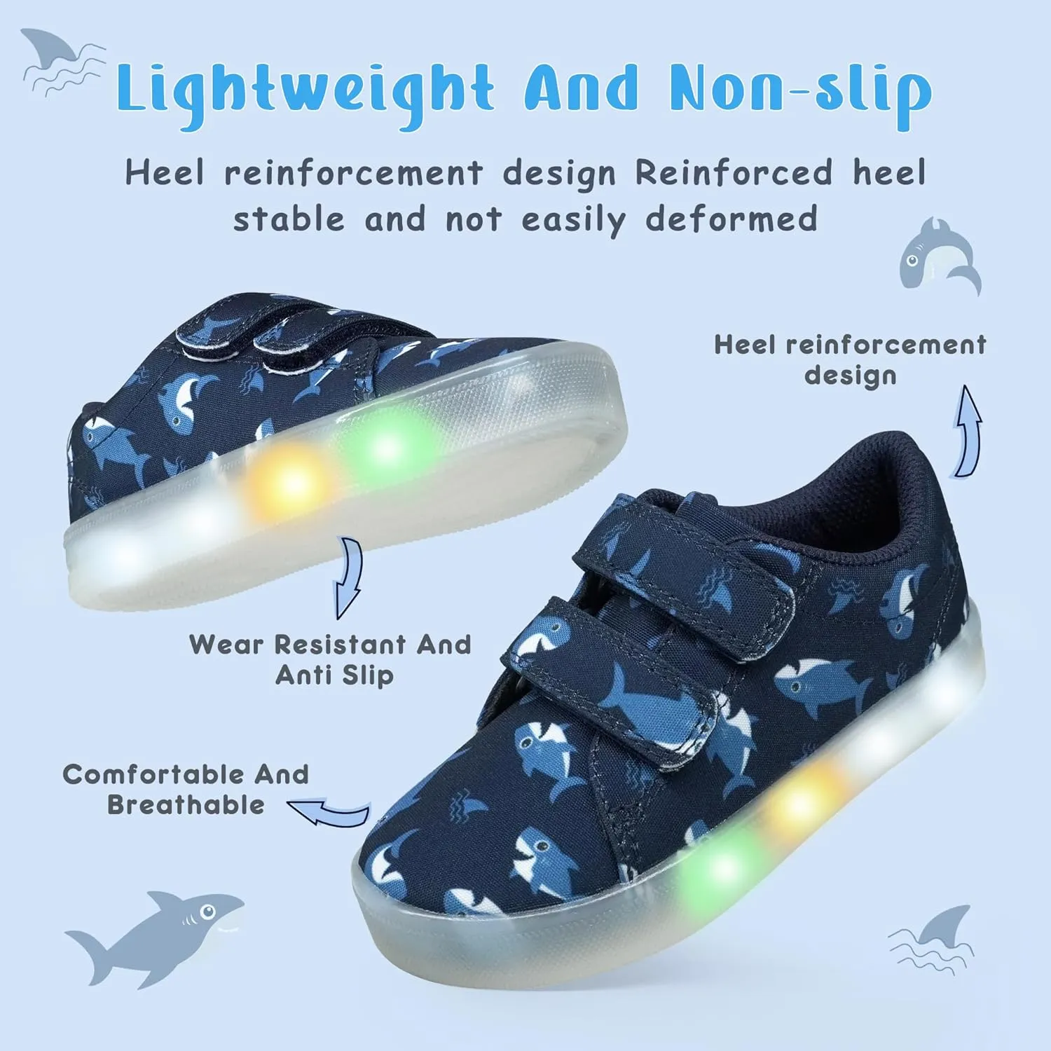 YESKIS Boys Girls Light Up Shoes Vivaki LED Canvas Cartoon Casual Sneakers for Toddler Little Kid Size 5-12