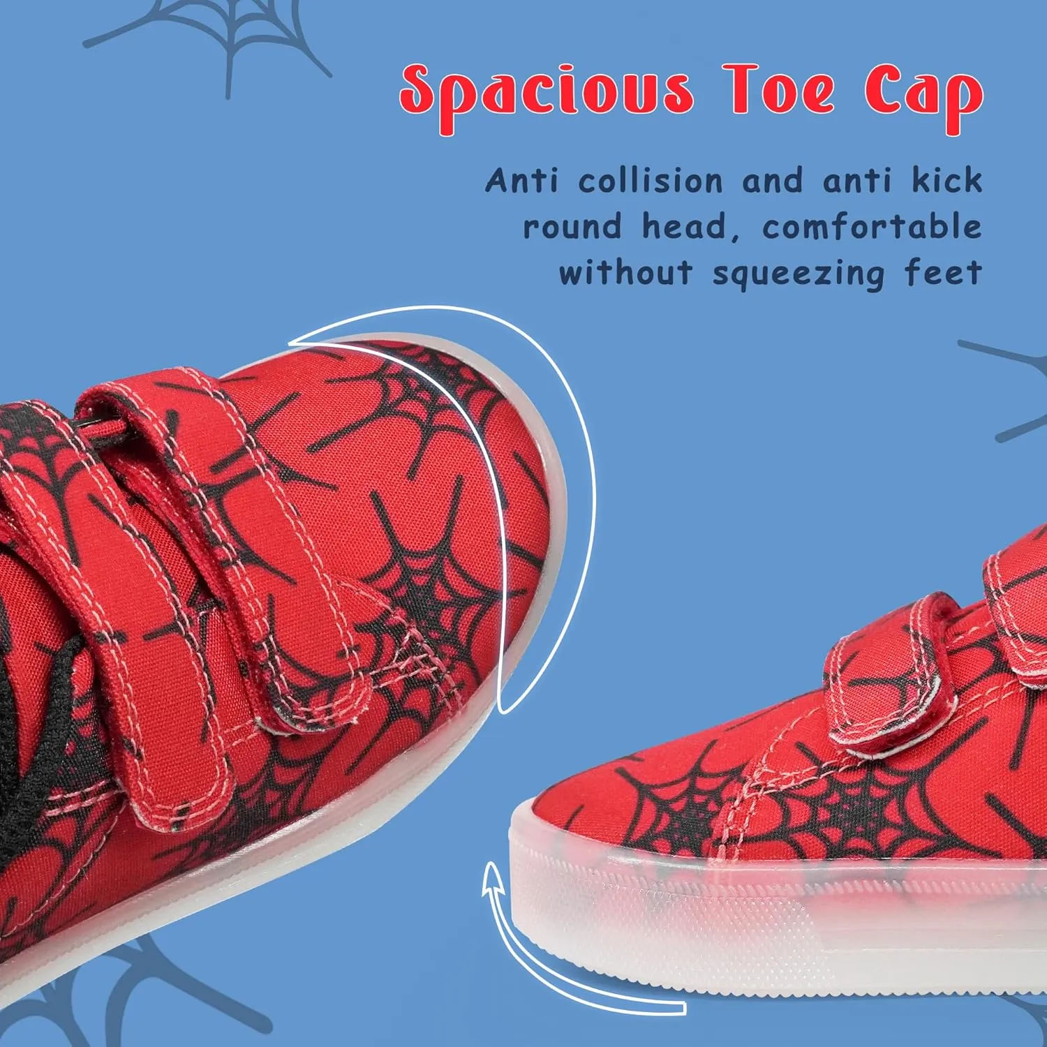 YESKIS Boys Girls Light Up Shoes Vivaki LED Canvas Cartoon Casual Sneakers for Toddler Little Kid Size 5-12