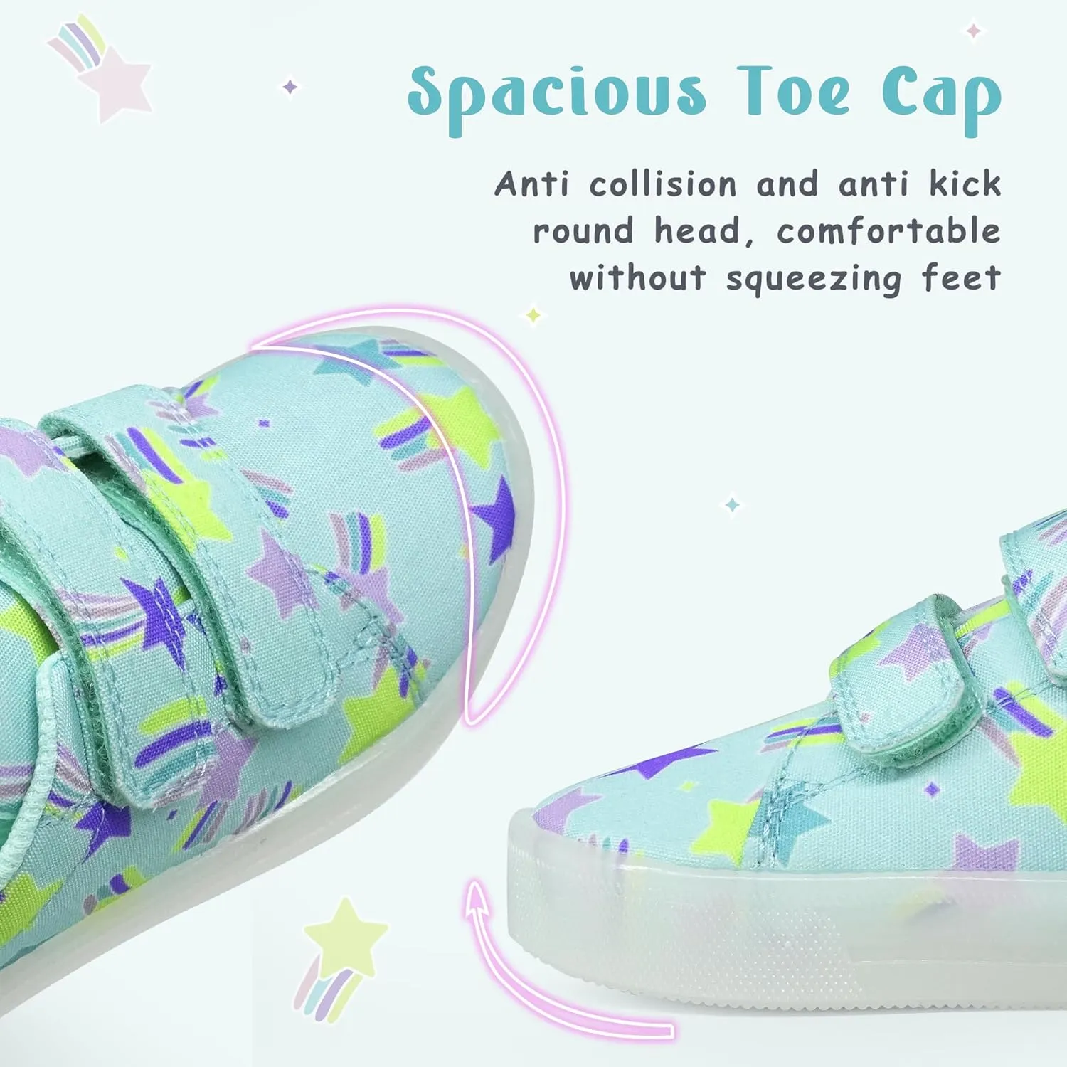 YESKIS Boys Girls Light Up Shoes Vivaki LED Canvas Cartoon Casual Sneakers for Toddler Little Kid Size 5-12