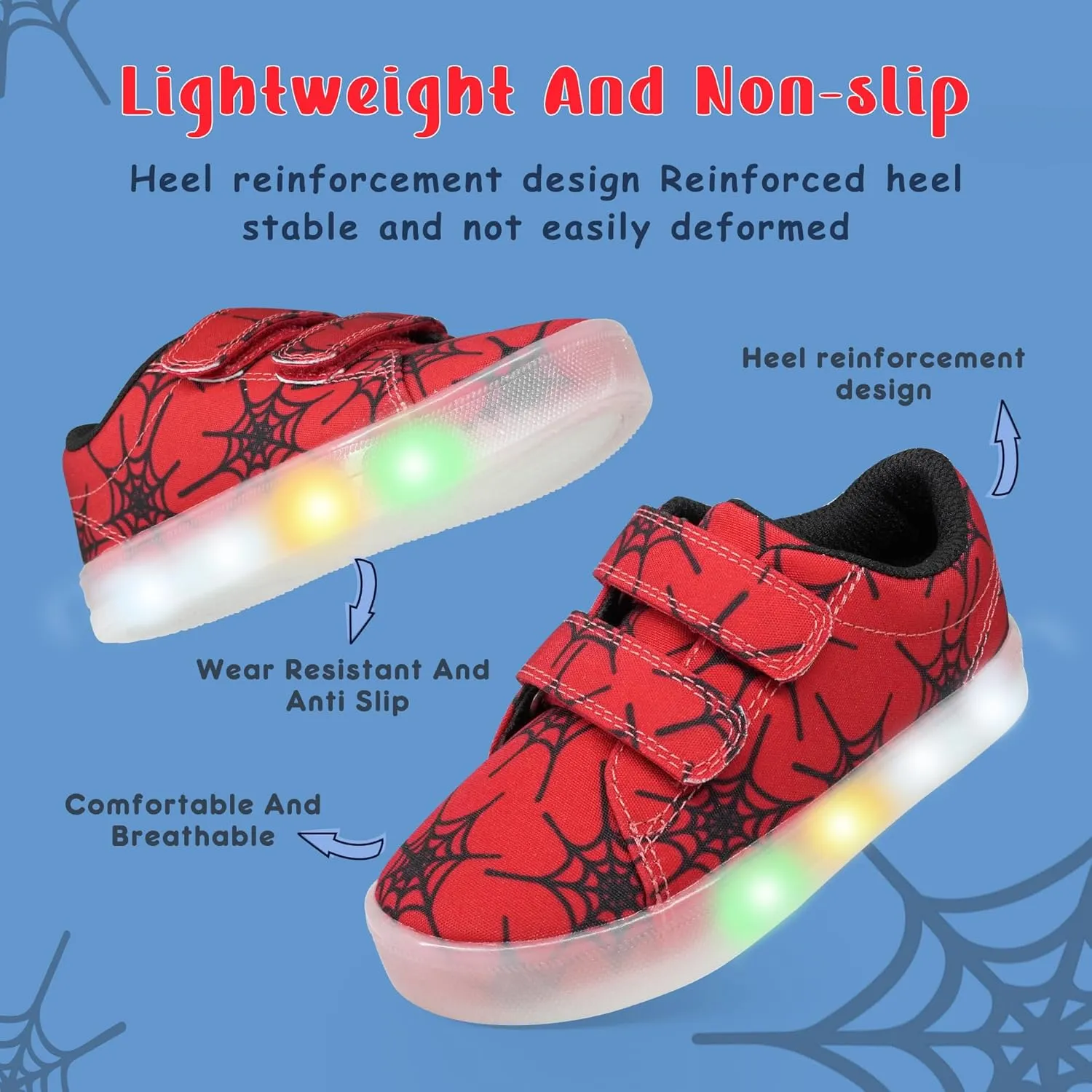 YESKIS Boys Girls Light Up Shoes Vivaki LED Canvas Cartoon Casual Sneakers for Toddler Little Kid Size 5-12