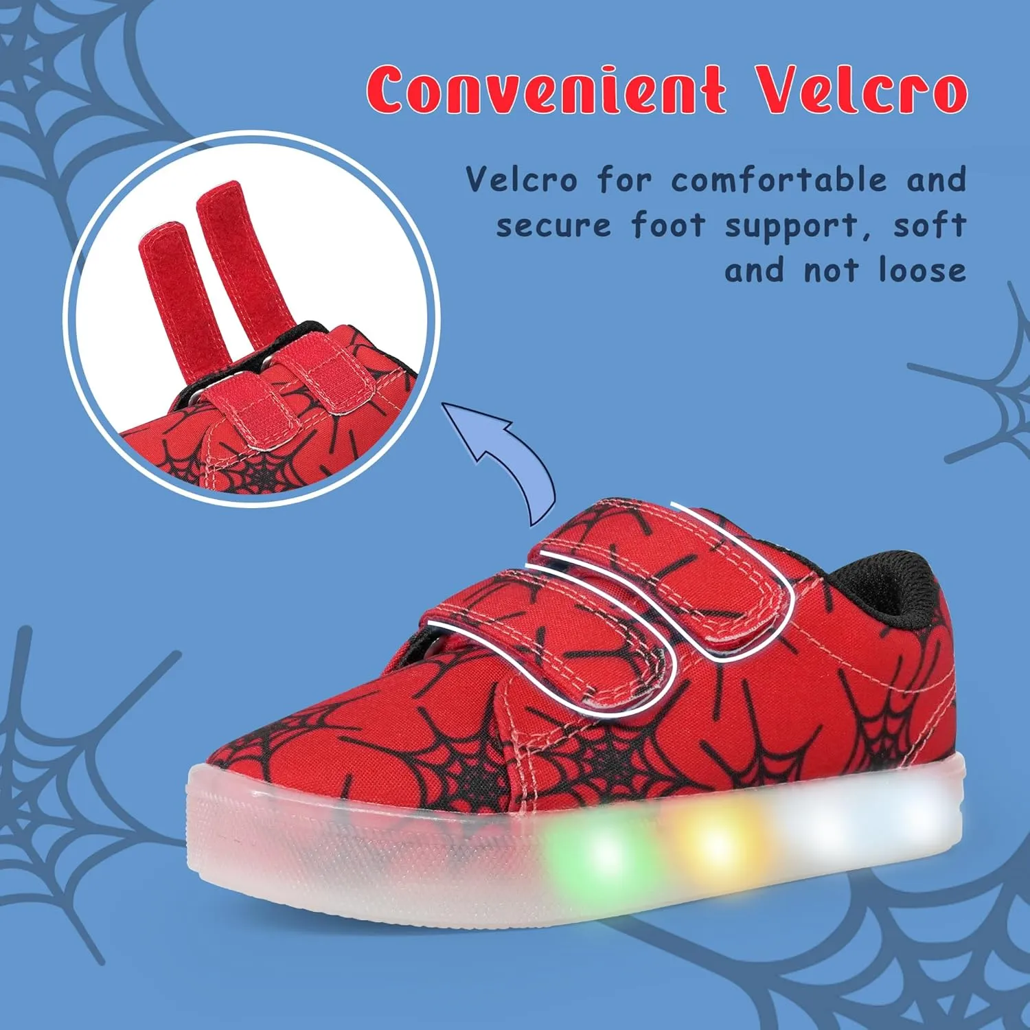 YESKIS Boys Girls Light Up Shoes Vivaki LED Canvas Cartoon Casual Sneakers for Toddler Little Kid Size 5-12