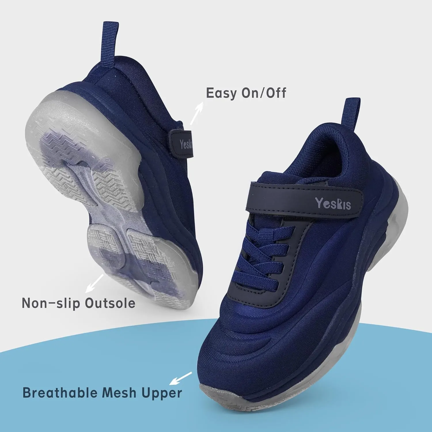YESKIS Boys Girls Light Up Shoes with Switch 3 Lighting Modes Fizzzy Big Kids LED Running Tennis Sneakers for Toddler Little and Big Kid