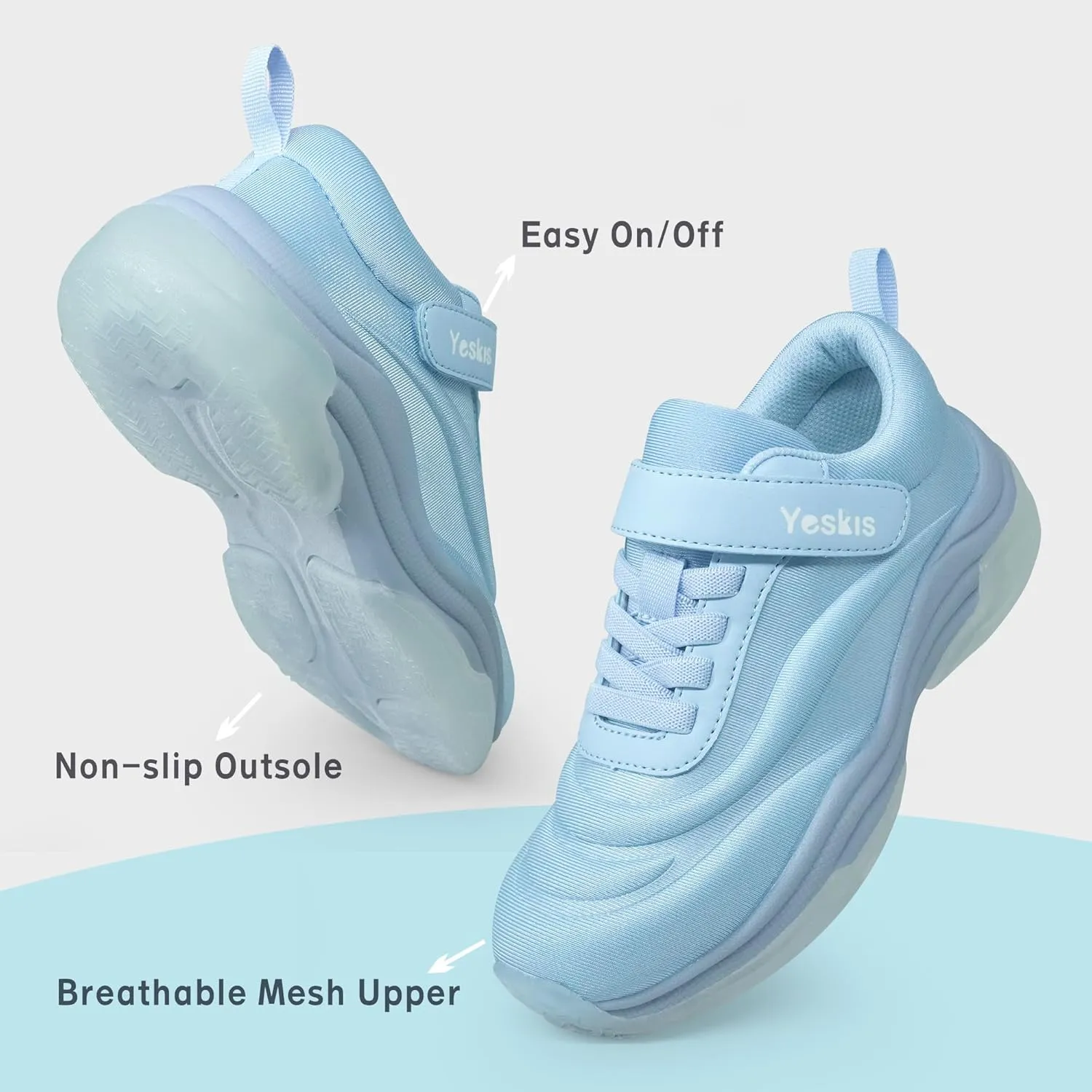 YESKIS Boys Girls Light Up Shoes with Switch 3 Lighting Modes Fizzzy Big Kids LED Running Tennis Sneakers for Toddler Little and Big Kid
