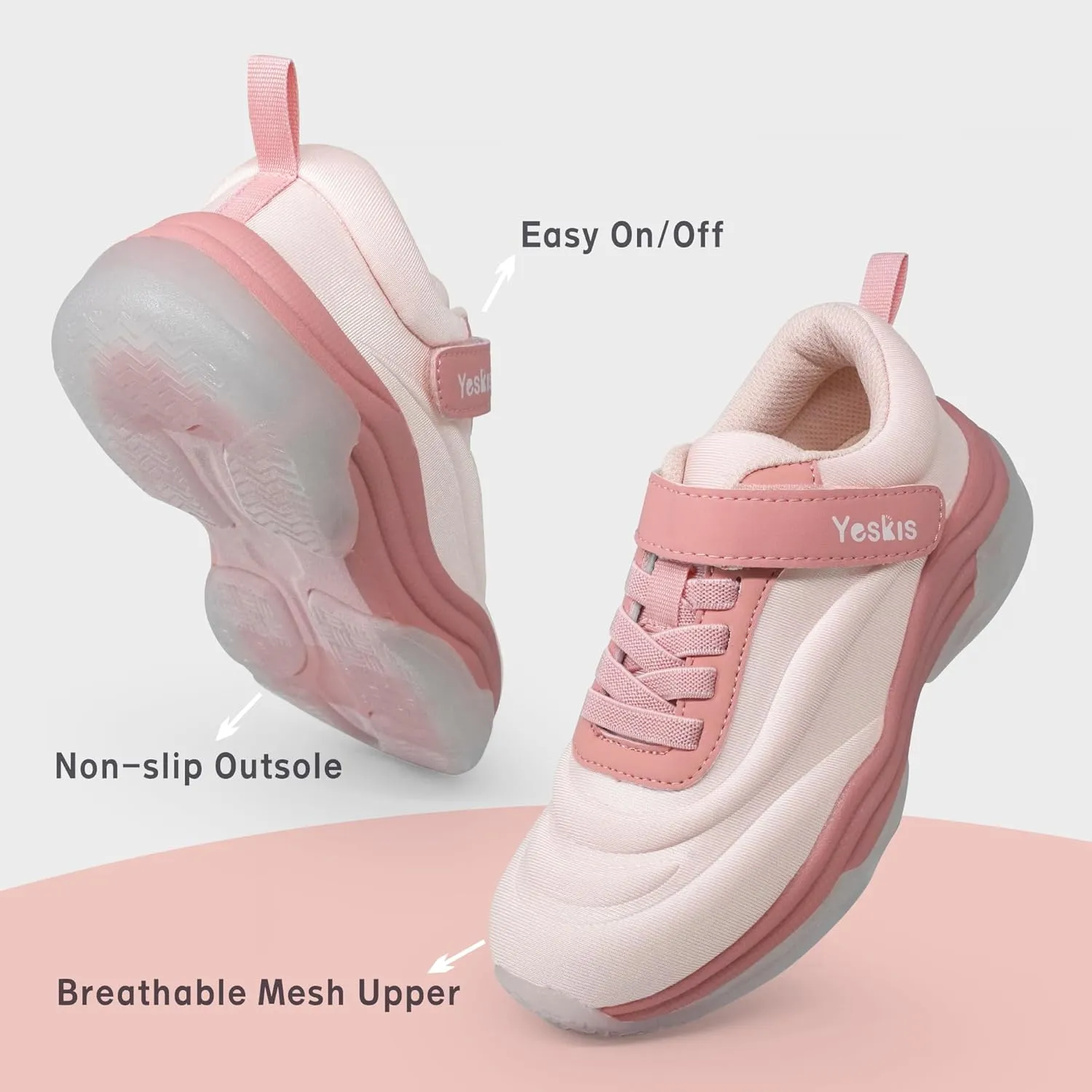 YESKIS Boys Girls Light Up Shoes with Switch 3 Lighting Modes Fizzzy Big Kids LED Running Tennis Sneakers for Toddler Little and Big Kid
