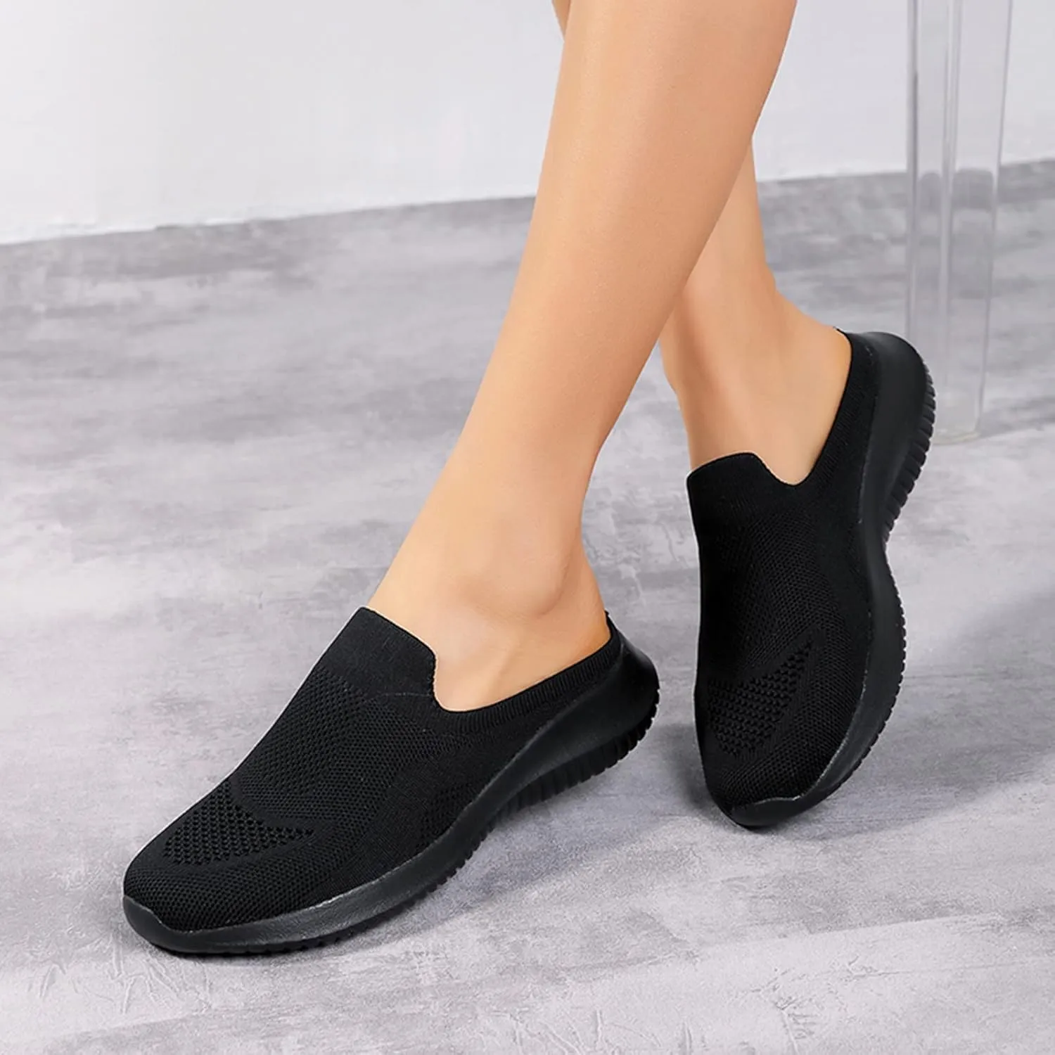 ZSpzx Women's Slip On Loafers Low Top Mesh Ballet Flat Nurse Walking Sneakers Round Toe Memory Foam Casual Boat Shoes Jogging Comfortable Closed Toe Lightweight Shoes for Daily Wear