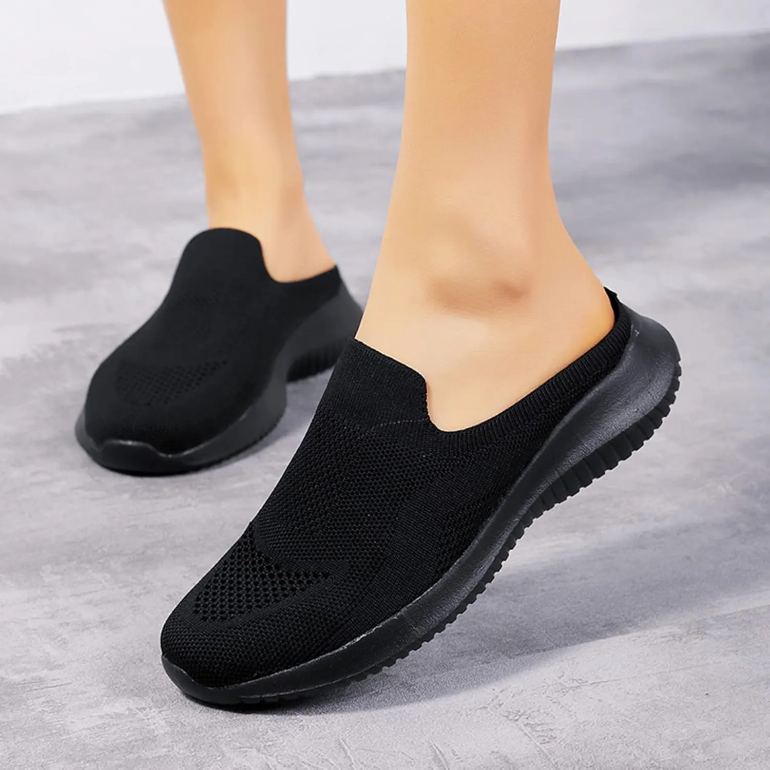 ZSpzx Women's Slip On Loafers Low Top Mesh Ballet Flat Nurse Walking Sneakers Round Toe Memory Foam Casual Boat Shoes Jogging Comfortable Closed Toe Lightweight Shoes for Daily Wear